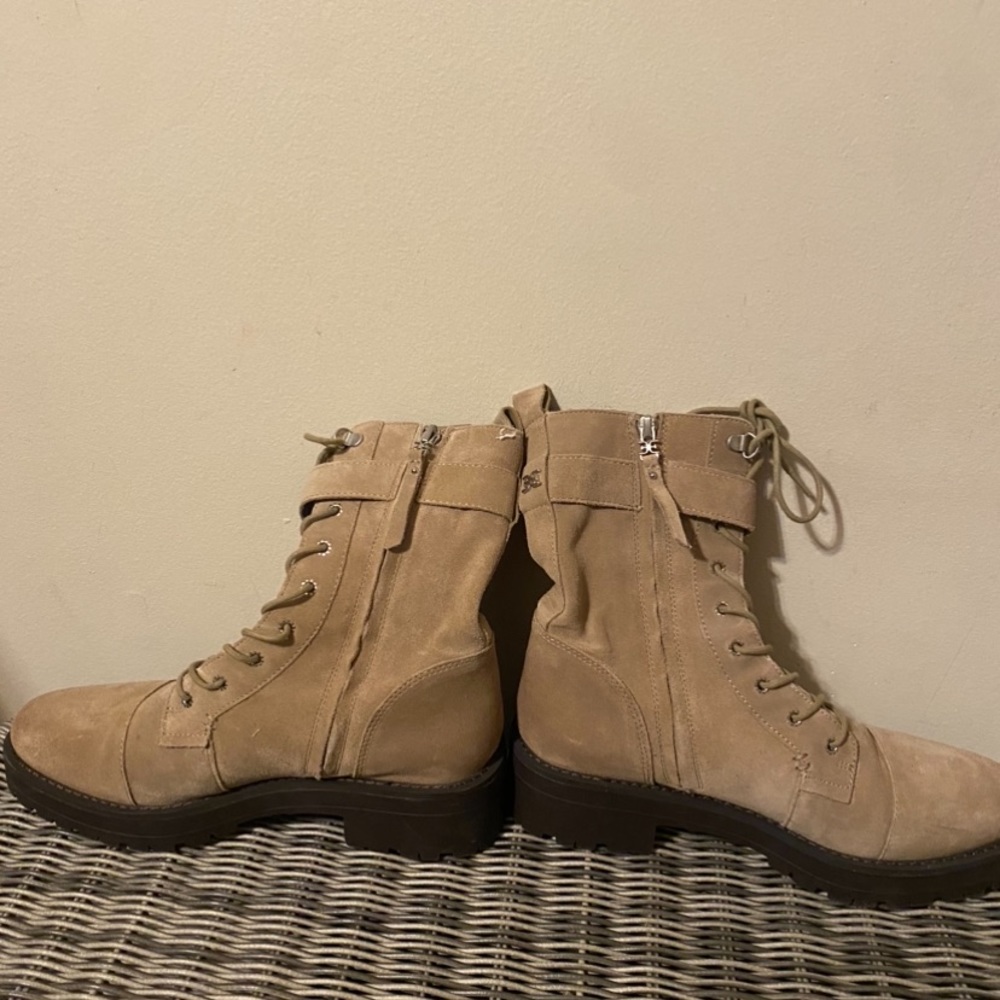 Sam Edelman junip tan suede lug sole combat boots - Picture 4 of 8